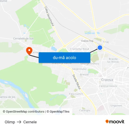 Harta de Olimp către Cernele