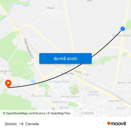Harta de Șimnic către Cernele