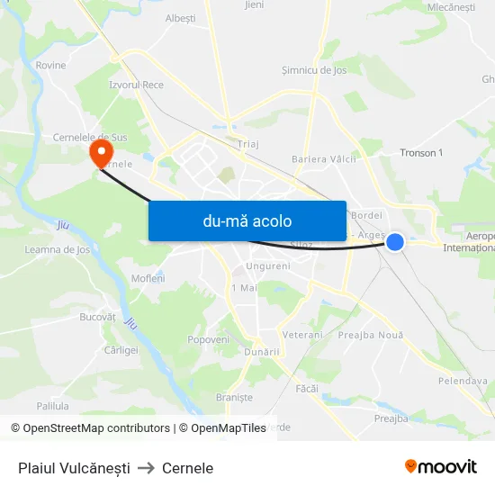 Harta de Plaiul Vulcănești către Cernele
