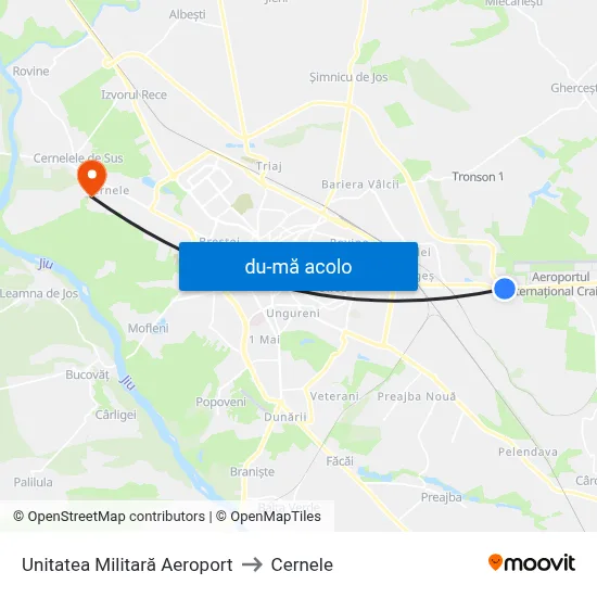 Harta de Unitatea Militară Aeroport către Cernele
