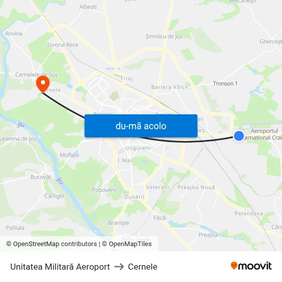Harta de Unitatea Militară Aeroport către Cernele