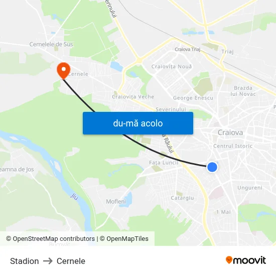 Harta de Stadion către Cernele