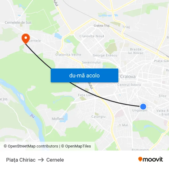 Harta de Piaţa Chiriac către Cernele