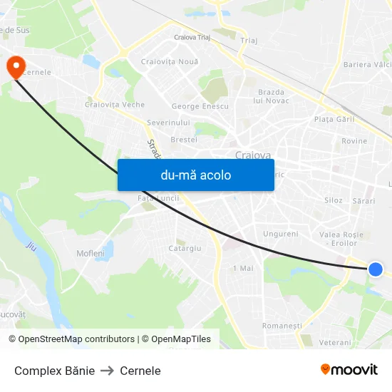 Harta de Complex Bănie către Cernele
