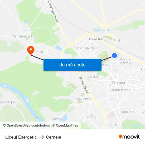 Harta de Liceul Energetic către Cernele