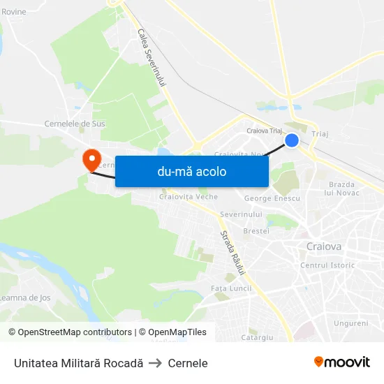 Harta de Unitatea Militară Rocadă către Cernele