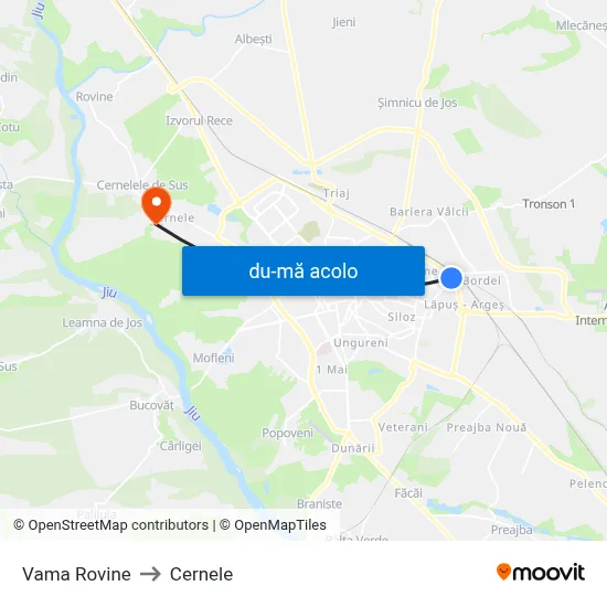 Harta de Vama Rovine către Cernele