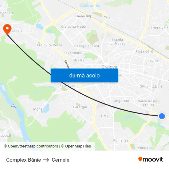 Harta de Complex Bănie către Cernele