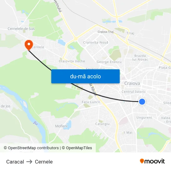 Harta de Caracal către Cernele