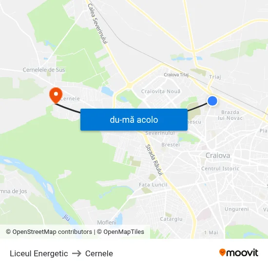Harta de Liceul Energetic către Cernele