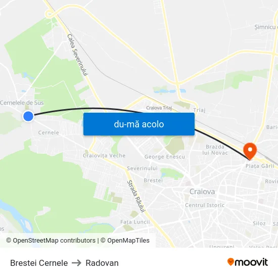 Harta de Brestei Cernele către Radovan