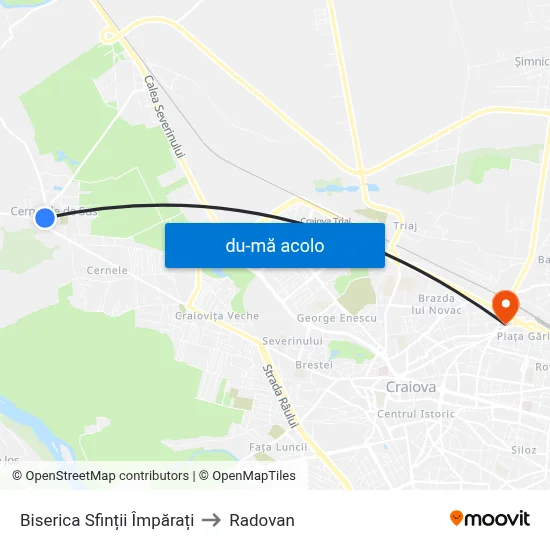 Harta de Biserica Sfinții Împărați către Radovan