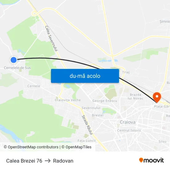 Harta de Calea Brezei 76 către Radovan