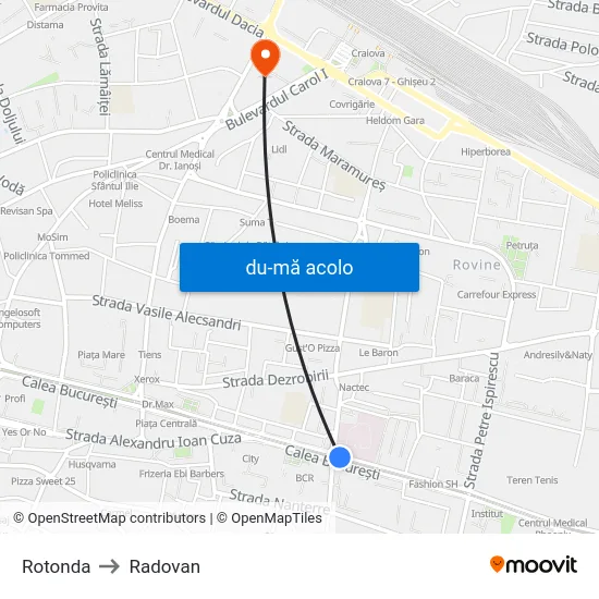 Harta de Rotonda către Radovan