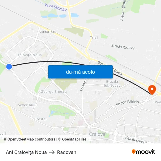 Harta de Anl Craiovița Nouă către Radovan