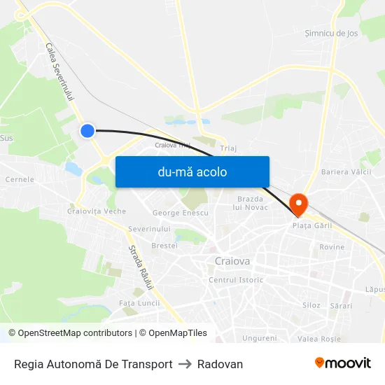Harta de Regia Autonomă De Transport către Radovan