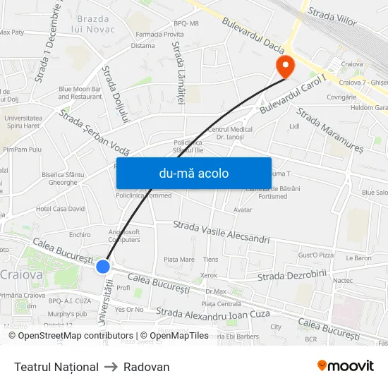 Harta de Teatrul Național către Radovan