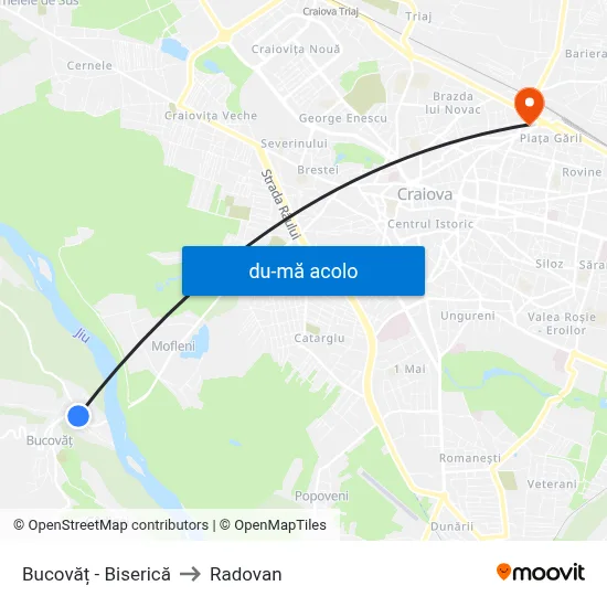 Harta de Bucovăț - Biserică către Radovan