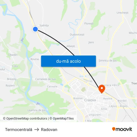 Harta de Termocentrală către Radovan