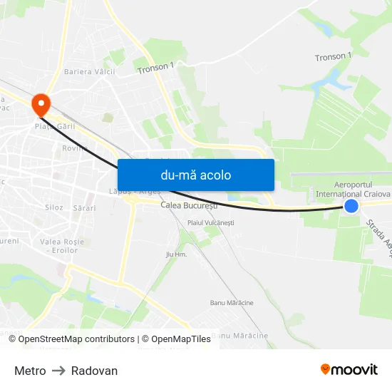 Harta de Metro către Radovan