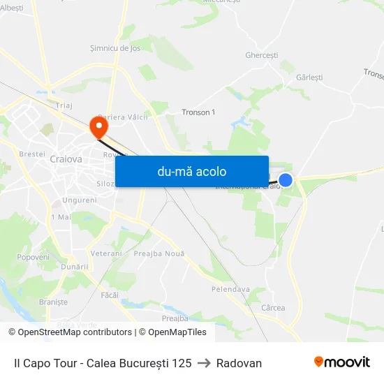Harta de Il Capo Tour - Calea București 125 către Radovan