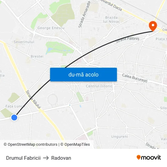 Harta de Drumul Fabricii către Radovan