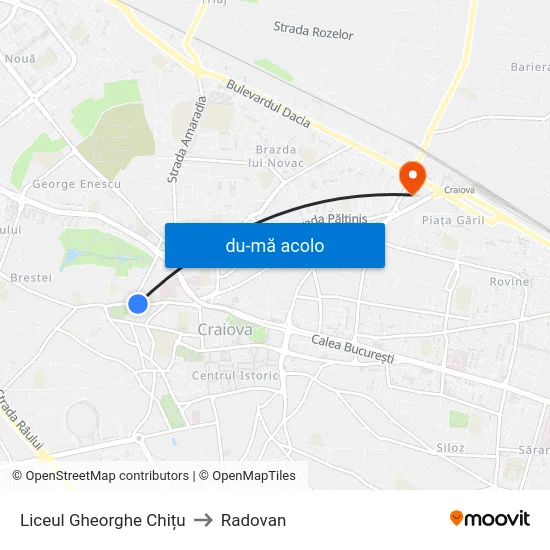 Harta de Liceul Gheorghe Chițu către Radovan