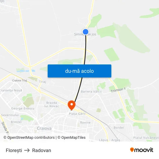 Harta de Florești către Radovan