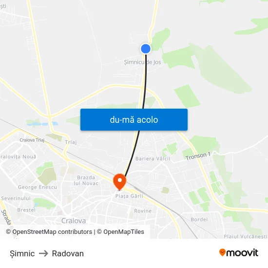 Harta de Șimnic către Radovan