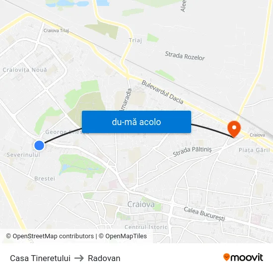 Harta de Casa Tineretului către Radovan