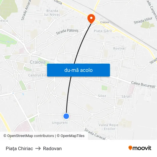 Harta de Piaţa Chiriac către Radovan