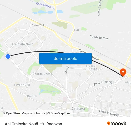 Harta de Anl Craiovița Nouă către Radovan