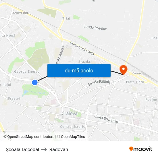 Harta de Şcoala Decebal către Radovan