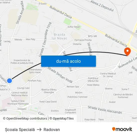 Harta de Şcoala Specială către Radovan