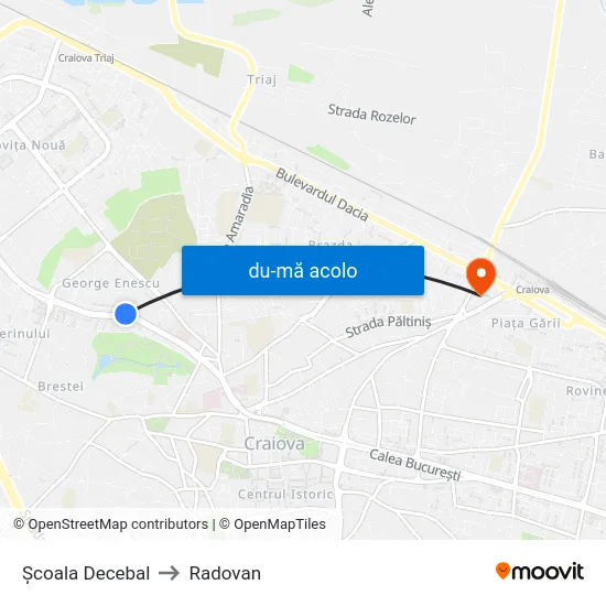 Harta de Şcoala Decebal către Radovan