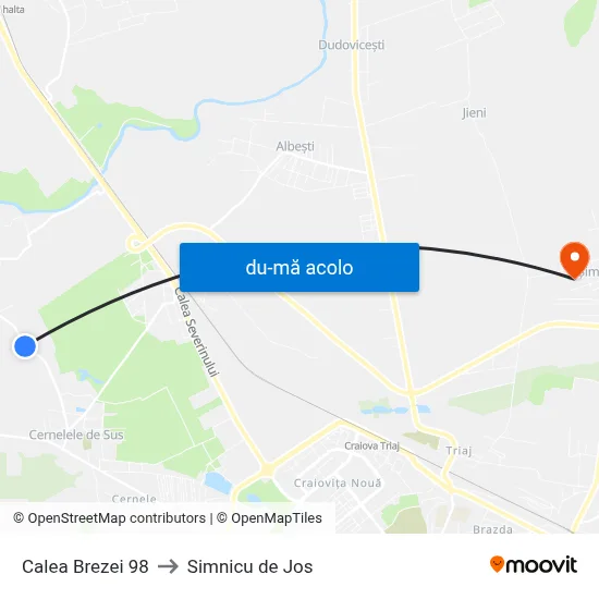 Harta de Calea Brezei 98 către Simnicu de Jos