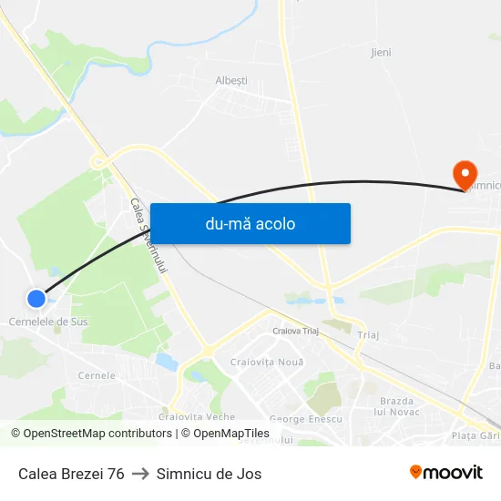 Harta de Calea Brezei 76 către Simnicu de Jos