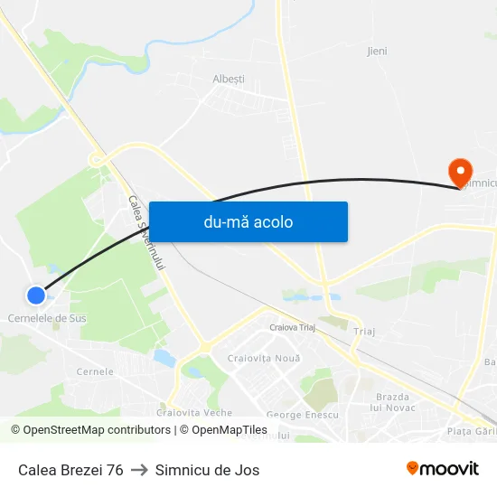 Harta de Calea Brezei 76 către Simnicu de Jos