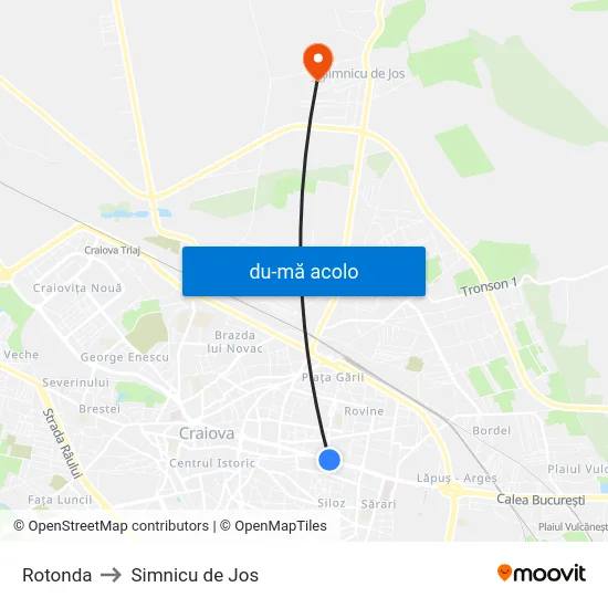 Harta de Rotonda către Simnicu de Jos