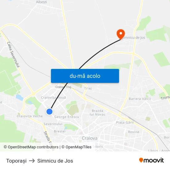 Harta de Toporași către Simnicu de Jos