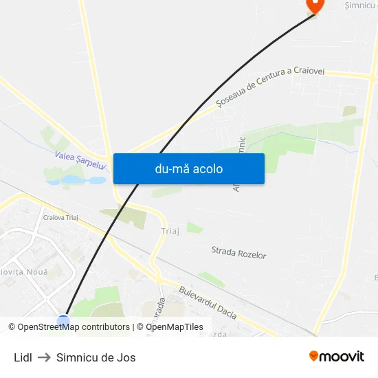 Harta de Lidl către Simnicu de Jos