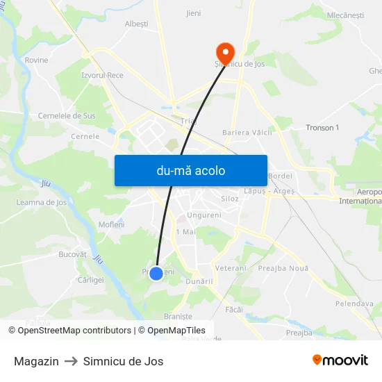 Harta de Magazin către Simnicu de Jos