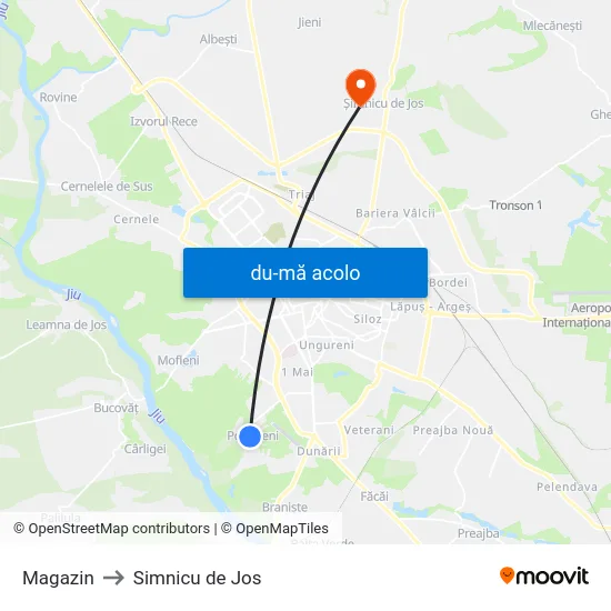 Harta de Magazin către Simnicu de Jos