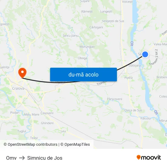 Harta de Omv către Simnicu de Jos