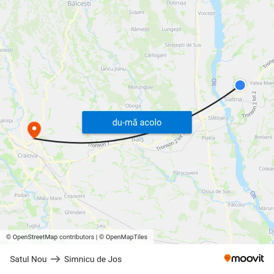 Harta de Satul Nou către Simnicu de Jos