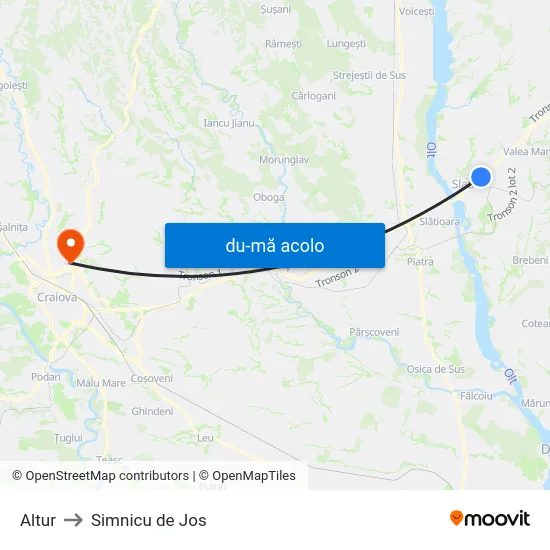 Harta de Altur către Simnicu de Jos