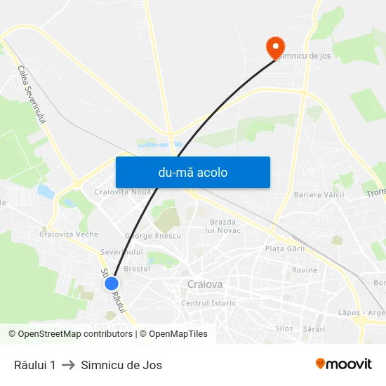 Harta de Râului 1 către Simnicu de Jos