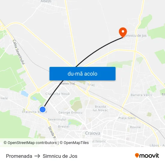 Harta de Promenada către Simnicu de Jos