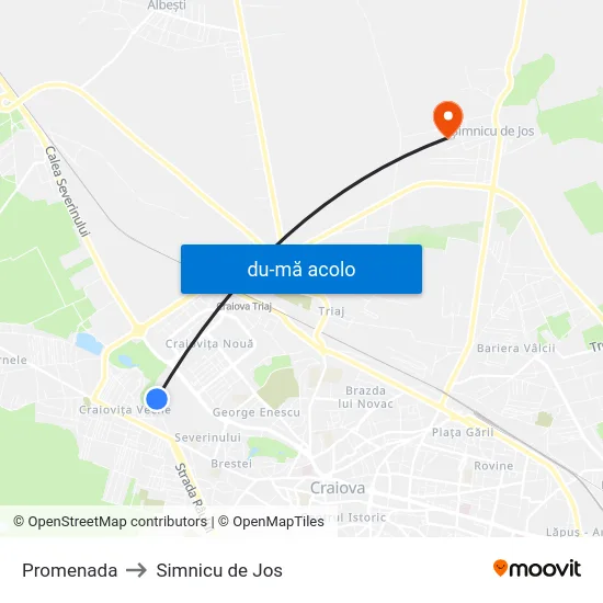 Harta de Promenada către Simnicu de Jos