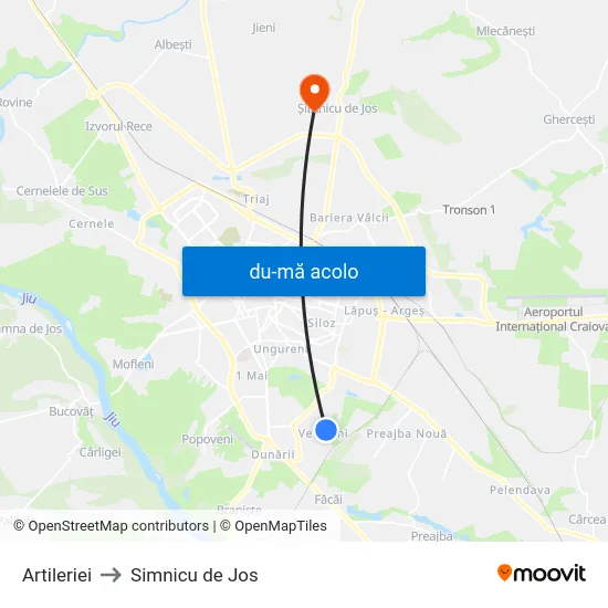 Harta de Artileriei către Simnicu de Jos